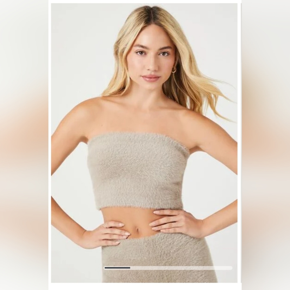Fuzzy Sweater Knit Tube top, Forever 21